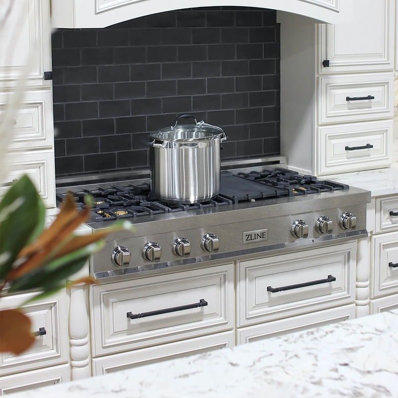 ZLINE 48 In. Porcelain Rangetop In DuraSnow Stainless Steel With 7 Brass Burners (RTS-BR-48) Rangetops ZLINE 