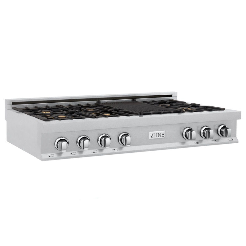 ZLINE 48 In. Porcelain Rangetop In DuraSnow Stainless Steel With 7 Brass Burners (RTS-BR-48) Rangetops ZLINE 