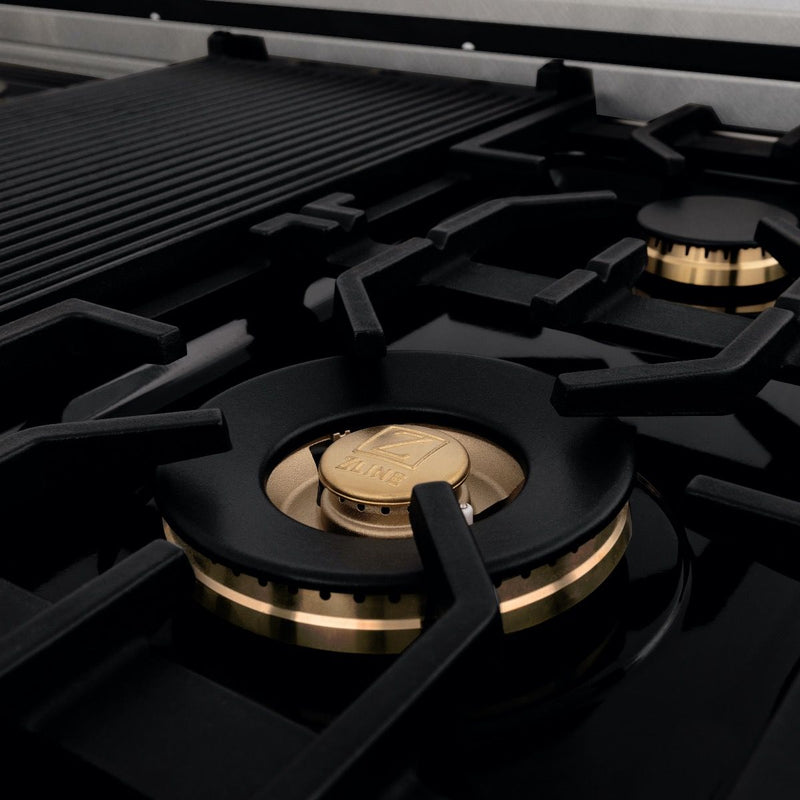 ZLINE 48 In. Porcelain Rangetop In DuraSnow Stainless Steel With 7 Brass Burners (RTS-BR-48) Rangetops ZLINE 