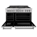 ZLINE 48 In. Professional 6.0 Cu. Ft. 7 Dual Fuel Range In DuraSnow® Stainless Steel With Brass Burners (RAS-SN-BR-48) Ranges ZLINE 