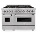 ZLINE 48-inch Legacy Series Dual Fuel Range with 7 Gas Brass Burners and 6.0 Cu. Ft. Electric Oven in Fingerprint Resistant Satin Stainless Steel with Brass Burners (RAS-SN-BR-48)