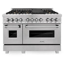 ZLINE 48 In. Professional 6.0 Cu. Ft. 7 Dual Fuel Range In DuraSnow® Stainless Steel With Brass Burners (RAS-SN-BR-48) Ranges ZLINE 
