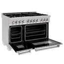 ZLINE 48 In. Professional 6.0 Cu. Ft. 7 Dual Fuel Range In DuraSnow® Stainless Steel With Brass Burners (RAS-SN-BR-48) Ranges ZLINE 
