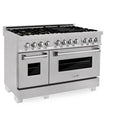 ZLINE 48 In. Professional 6.0 Cu. Ft. 7 Dual Fuel Range In DuraSnow® Stainless Steel With Brass Burners (RAS-SN-BR-48) Ranges ZLINE 
