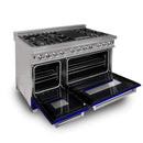 ZLINE 48 in. Professional Dual Fuel Range in DuraSnow Stainless with Blue Gloss Door (RAS-BG-48) Ranges ZLINE 