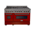ZLINE 48-inch Legacy Series Dual Fuel Range in Fingerprint Resistant Satin Stainless Steel with Red Gloss Door (RAS-RG-48)