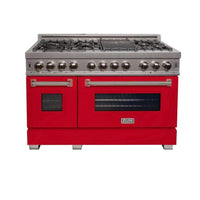 ZLINE 48 in. Professional Dual Fuel Range in DuraSnow Stainless with Red Matte Door (RAS-RM-48) Ranges ZLINE 