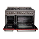 ZLINE 48 in. Professional Dual Fuel Range in DuraSnow Stainless with Red Matte Door (RAS-RM-48) Ranges ZLINE 