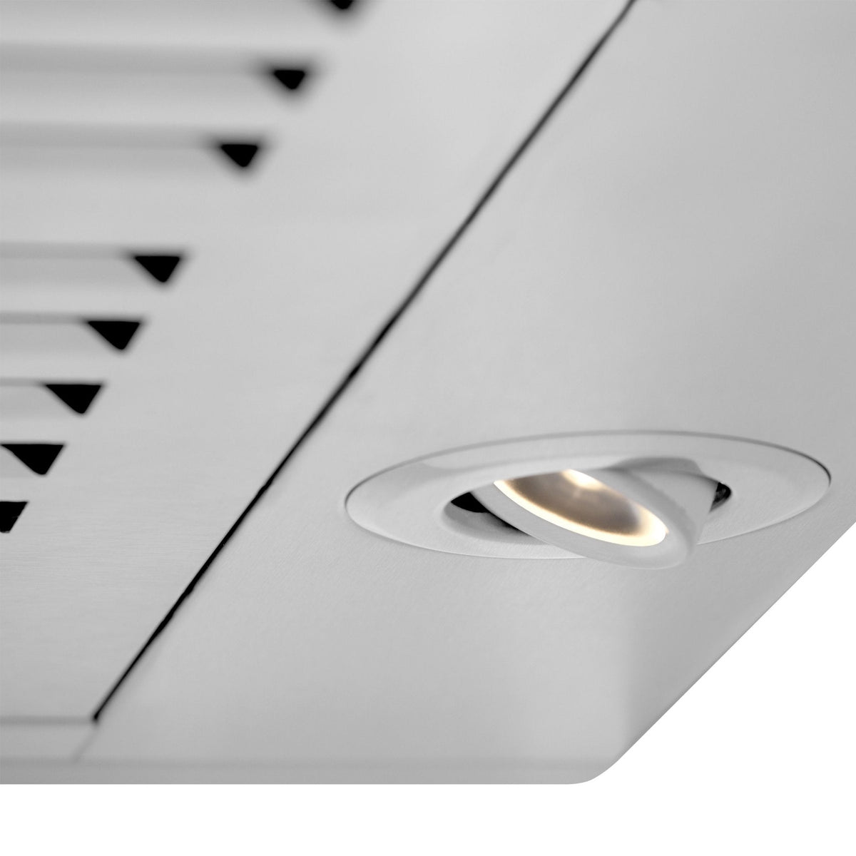 Stainless steel range hood ceiling light lens with circular fixture opening