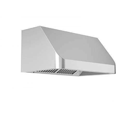 Stainless steel under-cabinet outdoor range hood with front vent grille opening