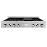 ZLINE 48" Porcelain Gas Stovetop in DuraSnow® Stainless Steel with 7 Gas Burners and Griddle (RTS-48) Rangetops ZLINE 