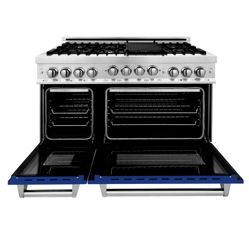 ZLINE 48" Professional 6.0 cu. ft. Range with Gas Stove & Gas Oven in Stainless Steel with Blue Gloss Doors (RG-BG-48) Ranges ZLINE 