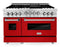 ZLINE 48-Inch Professional 6.0 cu. ft. Range with Gas Stove & Gas Oven in Stainless Steel with Red Gloss Doors (RG-RG-48)