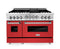 ZLINE 48-Inch Professional 6.0 cu. ft. Range with Gas Stove & Gas Oven in Stainless Steel with Red Matte Doors (RG-RM-48)