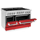 ZLINE 48" Professional 6.0 cu. ft. Range with Gas Stove & Gas Oven in Stainless Steel with Red Matte Doors (RG-RM-48) Ranges ZLINE 