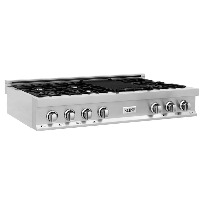 ZLINE 48-Inch Porcelain Gas Stovetop with 7 Gas Burners and Griddle and Griddle (RT-GR-48)