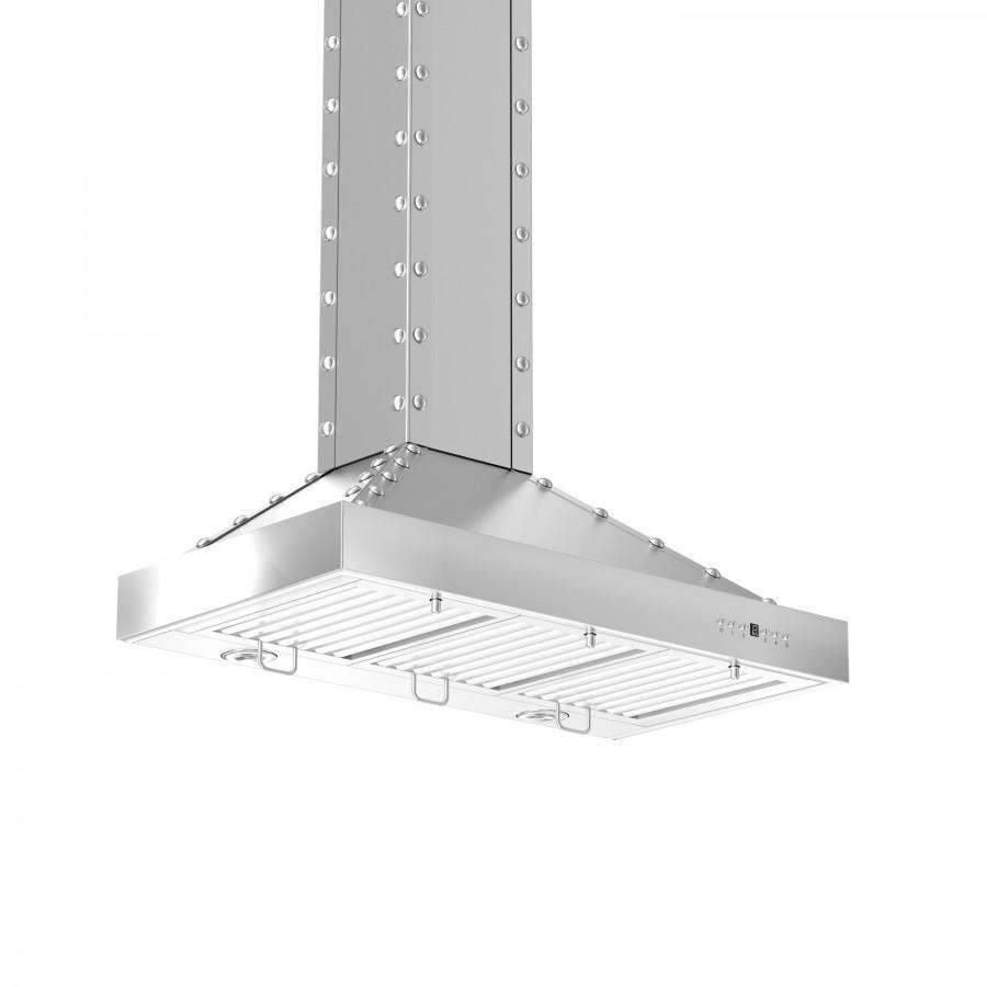 Stainless steel wall range hood with pull-out vent filters