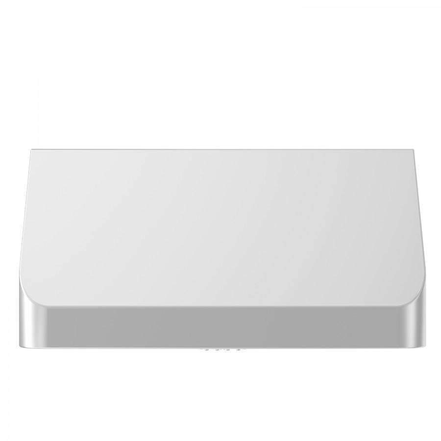 Under-cabinet stainless steel range hood canopy, smooth curved front