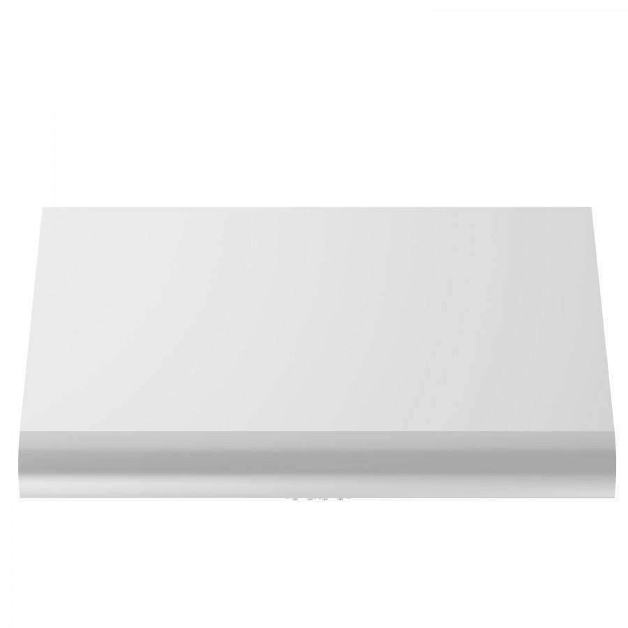 Under-cabinet stainless range hood underside panel with smooth front lip