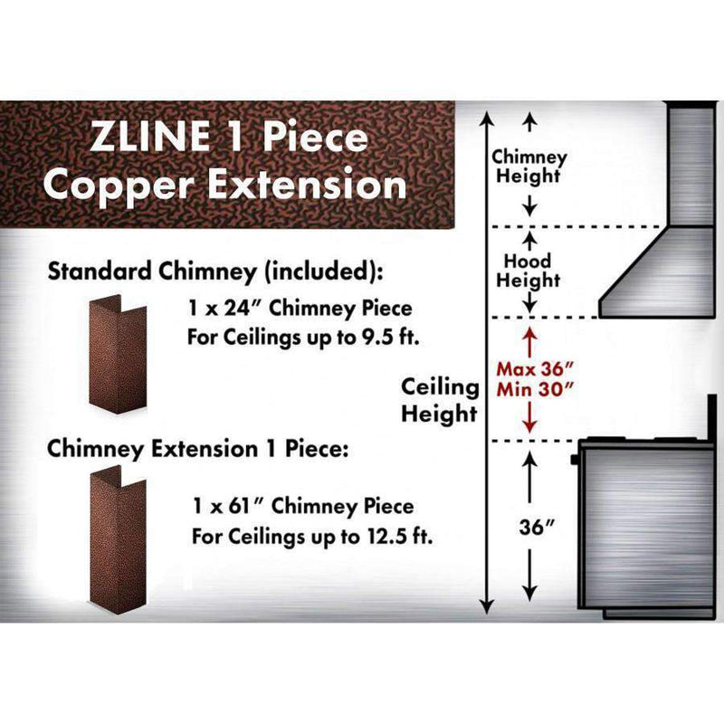 ZLINE 5' Chimney Extension for Ceilings up to 12.5' (8667E-E) Range Hood Accessories ZLINE 
