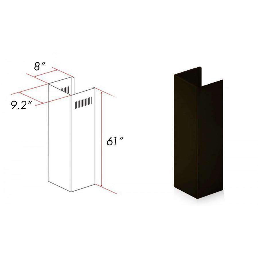 61-inch copper chimney extension kit with crown panels for range hood installation