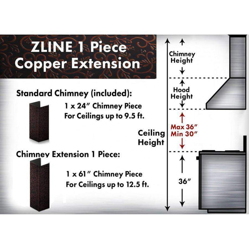 ZLINE 5' Chimney Extension for Ceilings up to 12.5', 8KBF-E Range Hood Accessories ZLINE 