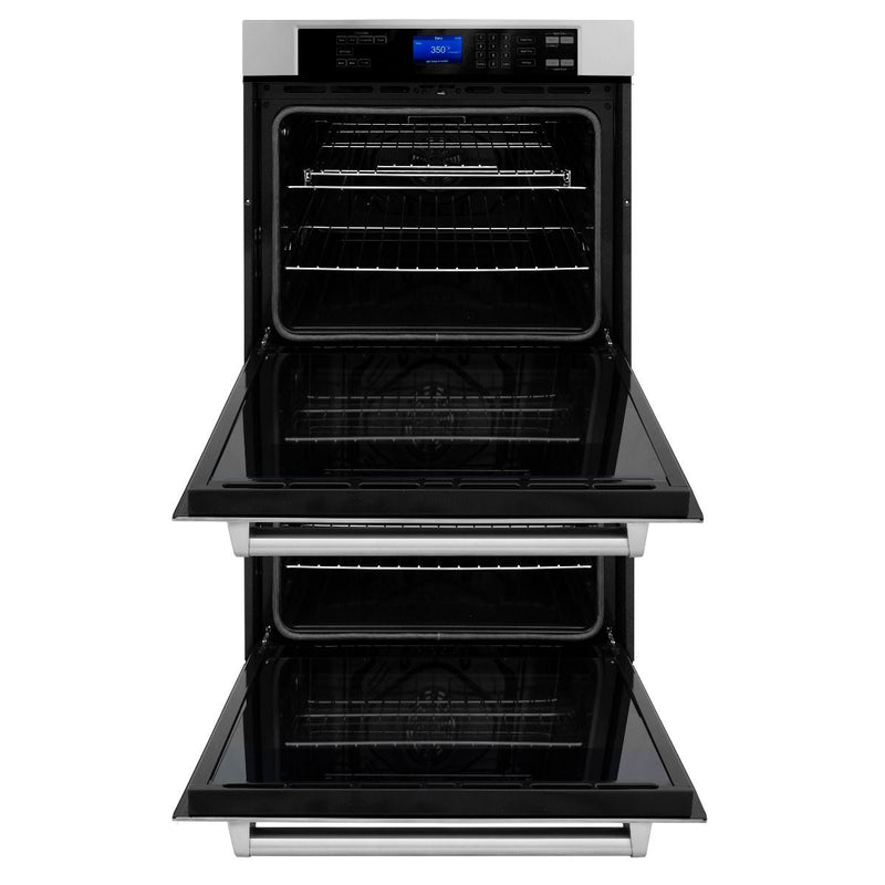 ZLINE 5-Piece Appliance Package - 30" Rangetop, 36" Refrigerator with Water Dispenser, 30" Electric Double Wall Oven, 3-Rack Dishwasher, and Convertible Wall Mount Hood in Stainless Steel (5KPRW-RTRH30-AWDDWV) Appliance Package ZLINE 