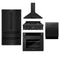 ZLINE 5-Piece Appliance Package - 30-Inch Rangetop with Brass Burners, Refrigerator, 30-Inch Electric Wall Oven, 3-Rack Dishwasher, and Convertible Wall Mount Hood in Black Stainless Steel (5KPR-RTBRH30-AWSDWV)