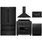 ZLINE 5-Piece Appliance Package - 36-Inch Dual Fuel Range with Brass Burners, Refrigerator, Convertible Wall Mount Hood, Microwave Drawer, and 3-Rack Dishwasher in Black Stainless Steel (5KPR-RABRH36-MWDWV)