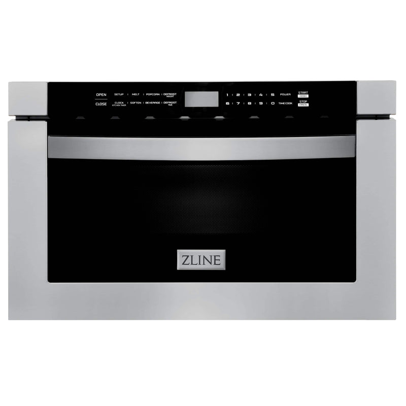 ZLINE 5-Piece Appliance Package - 36" Gas Range, 36" Refrigerator, Convertible Wall Mount Hood, Microwave Drawer, and 3-Rack Dishwasher in Stainless Steel (5KPR-RGRH36-MWDWV) Appliance Package ZLINE 
