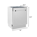 ZLINE 5-Piece Appliance Package - 36" Rangetop, 36" Refrigerator with Water Dispenser, 30" Electric Wall Oven, 3-Rack Dishwasher, and Convertible Wall Mount Hood in Stainless Steel (5KPRW-RTRH36-AWSDWV) Appliance Package ZLINE 