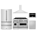 ZLINE 5-Piece Appliance Package - 48" Dual Fuel Range, 36" Refrigerator, Convertible Wall Mount Hood, Microwave Drawer, and 3-Rack Dishwasher in Stainless Steel (5KPR-RARH48-MWDWV) Appliance Package ZLINE 