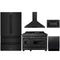 ZLINE 5-Piece Appliance Package - 48-Inch Dual Fuel Range with Brass Burners, Refrigerator, Convertible Wall Mount Hood, Microwave Drawer, and 3-Rack Dishwasher in Black Stainless Steel (5KPR-RABRH48-MWDWV)