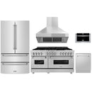 ZLINE 5-Piece Appliance Package - 60" Dual Fuel Range, 36" Refrigerator, Convertible Wall Mount Hood, Microwave Drawer, and 3-Rack Dishwasher in Stainless Steel (5KPR-RARH60-MWDWV) Appliance Package ZLINE 