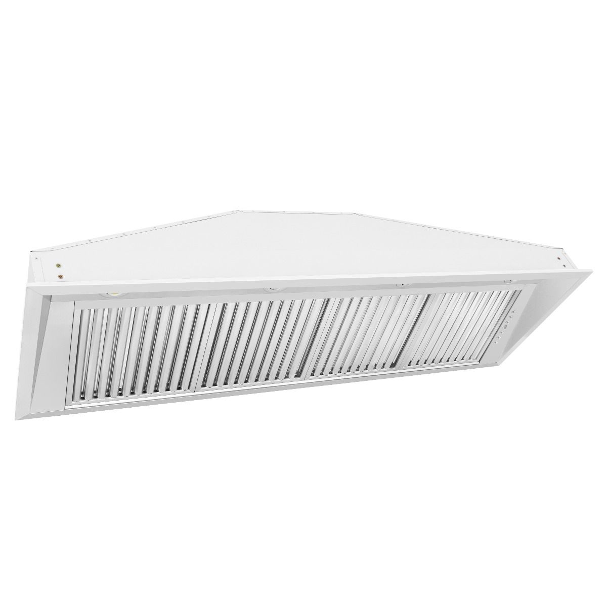 Under-cabinet stainless steel range hood insert with front vent louvers