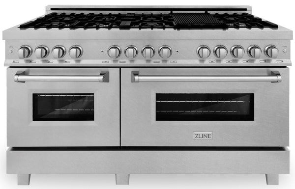 ZLINE 60" 7.4 cu. ft. Dual Fuel Range with Gas Stove and Electric Oven in DuraSnow Stainless Steel (RAS-SN-60) Ranges ZLINE 