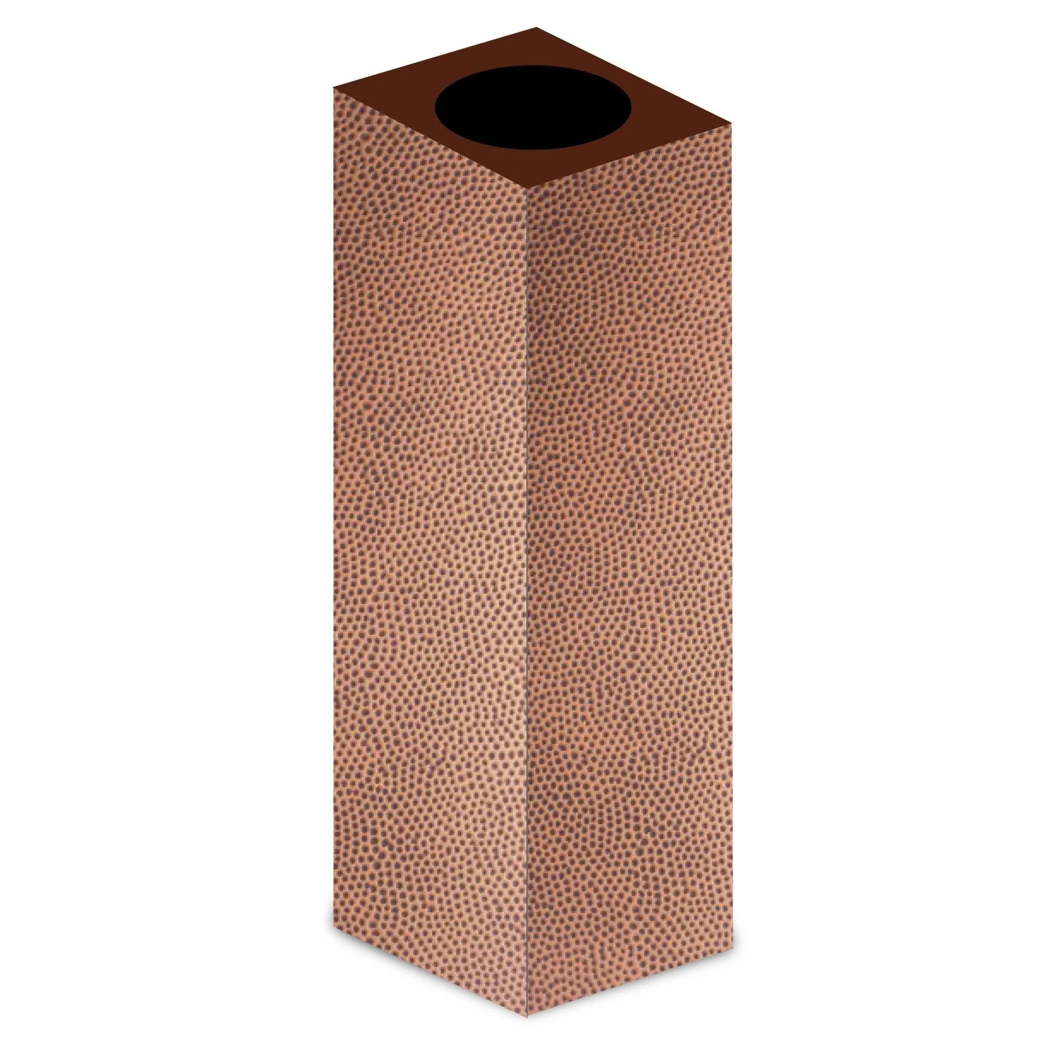 Hand hammered copper chimney extension tube with circular top vent opening