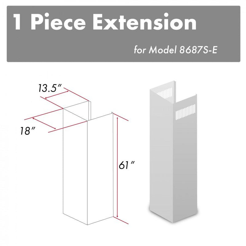 ZLINE 61 in. DuraSnow® Stainless Steel Chimney Extension for Ceilings up to 12.5 ft. (8687S-E) Range Hood Accessories ZLINE 