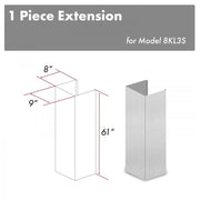 ZLINE 61-Inch Chimney Extension for 12.5 Ft. Ceilings in Satin Stainless Steel (8KL3S-E)
