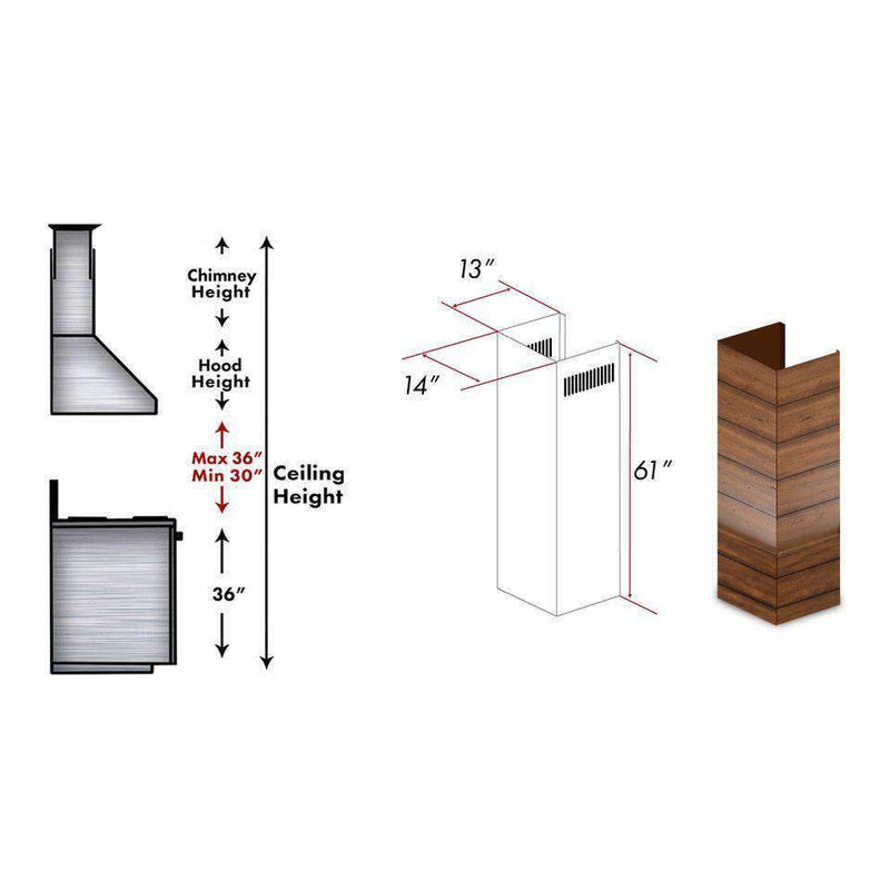 ZLINE 61 in. Wooden Chimney Extension for Ceilings up to 12.5 ft. (365BB-E) Range Hood Accessories ZLINE 