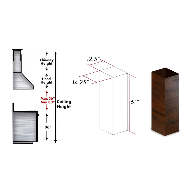 ZLINE 61 In. Wooden Chimney Extension For Ceilings Up To 12.5 Ft. (KBiRR-E) Range Hood Accessories ZLINE 