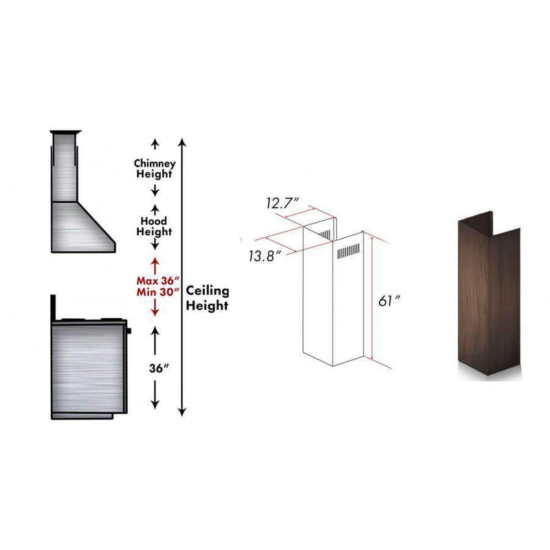 ZLINE 61" Wooden Chimney Extension for Ceilings up to 12.5', 373NN-E Range Hood Accessories ZLINE 