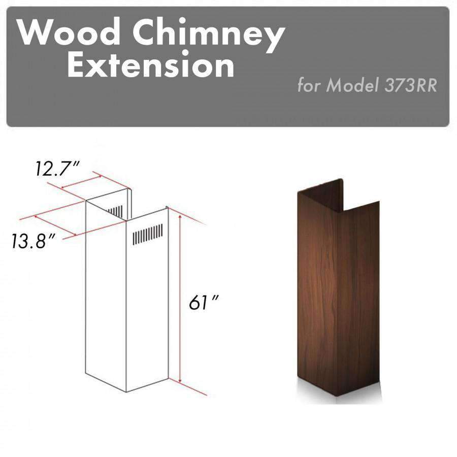 Wood chimney extension, dark brown panel with vented top, 61-inch height