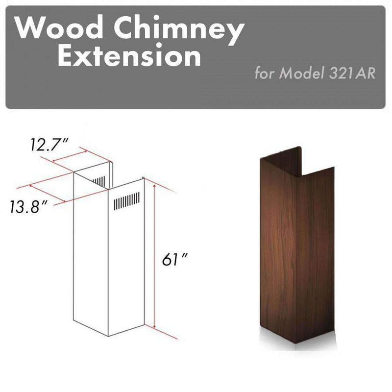 ZLINE 61" Wooden Chimney Extension for Ceilings up to 12.5 ft, 321AR-E Range Hood Accessories ZLINE 
