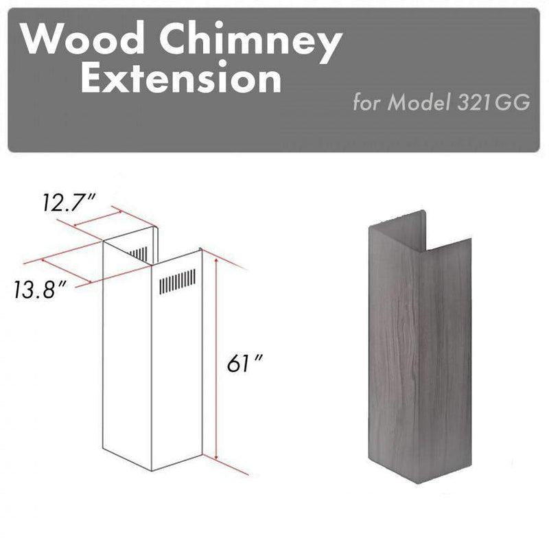 ZLINE 61" Wooden Chimney Extension for Ceilings up to 12.5 ft (321GG-E) Range Hood Accessories ZLINE 