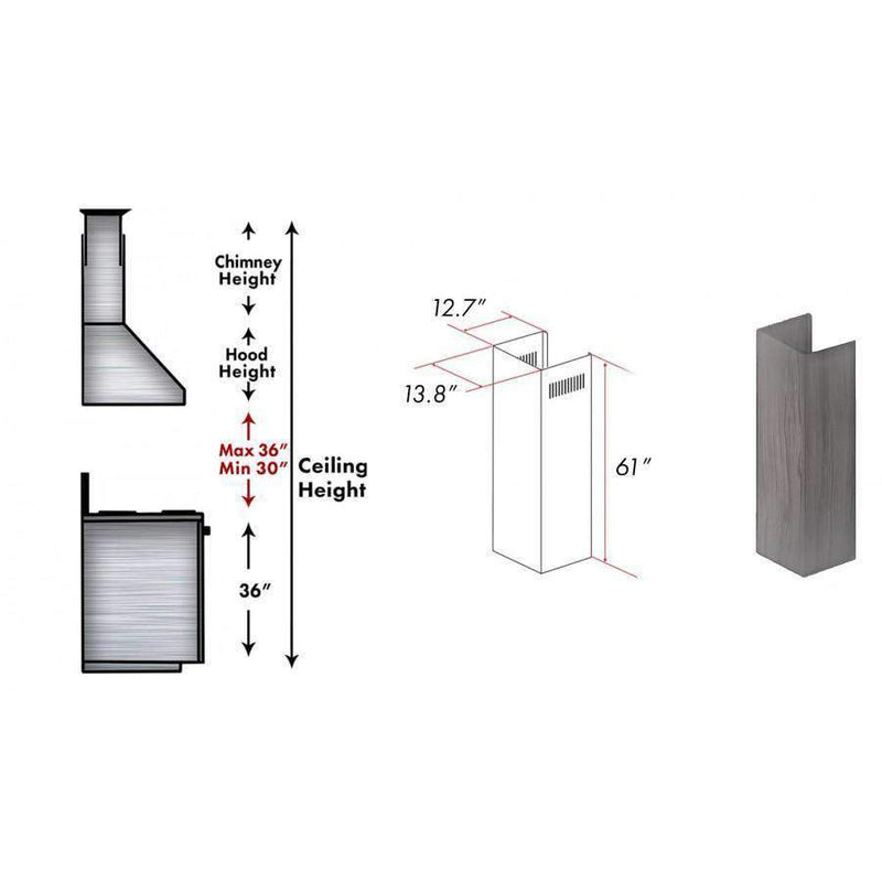 ZLINE 61" Wooden Chimney Extension for Ceilings up to 12.5 ft (321GG-E) Range Hood Accessories ZLINE 