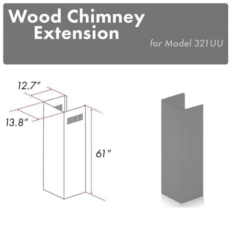 ZLINE 61" Wooden Chimney Extension for Ceilings up to 12.5 ft, 321UU-E Range Hood Accessories ZLINE 