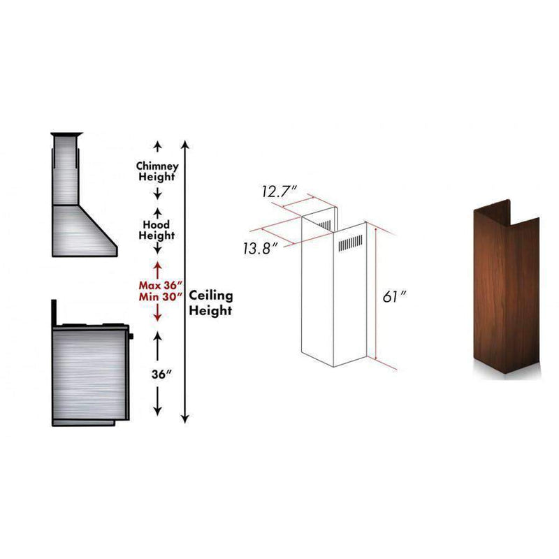 ZLINE 61' Wooden Chimney Extension for Ceilings up to 12.5 ft. (355VV-E) Range Hood Accessories ZLINE 