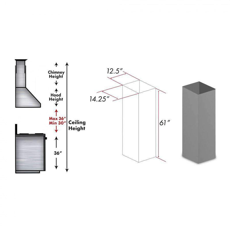 ZLINE 61" Wooden Chimney Extension for Ceilings up to 12.5 ft. (KBiUU-E) Range Hood Accessories ZLINE 