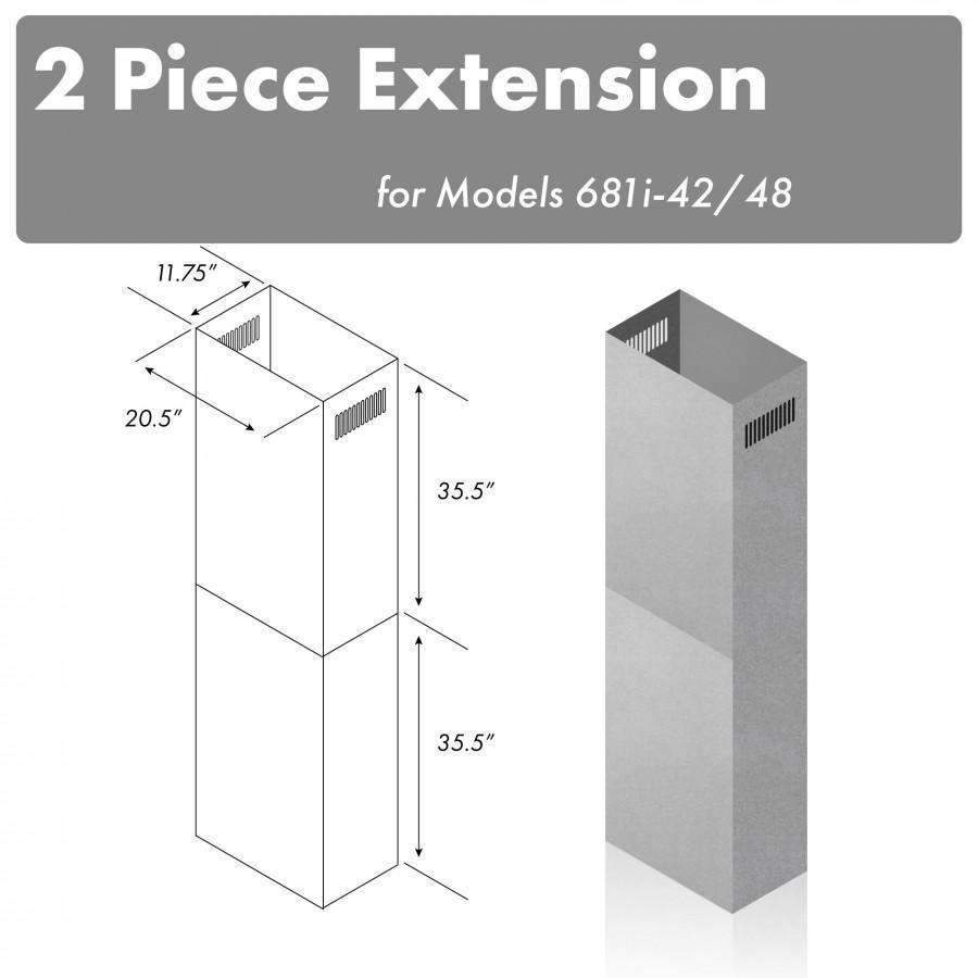 Stainless steel 2-piece chimney extension duct with rectangular sections